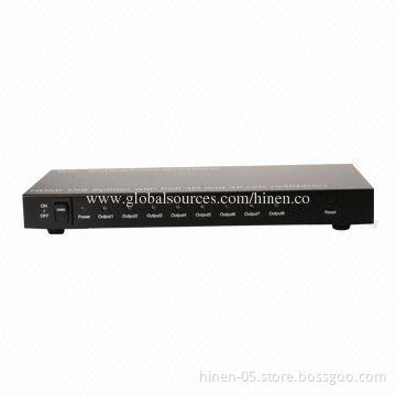 HDMI 1X8 Splitter with Full 3D and 4Kx2K (340MHz), Supports Highest Video Resolution 1,080P